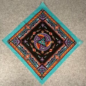 Wamcraft Bandana 21x21.5 Teal Multicolor Southwestern Thunderbird Geometric